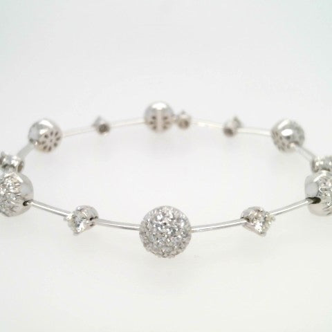 Vintage 18 Karat White Gold Diamond Station Line Bracelet