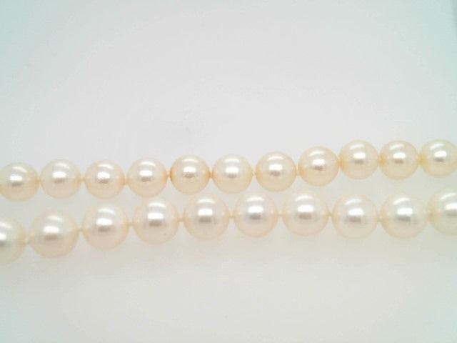 14 Karat Yellow Gold 6.5 Mm Near Round Cream Cultured Akoya Pearl Necklace, 18"