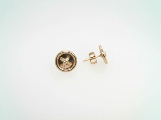 Vintage 14 Karat Yellow Gold 10 Mm "Button" Stud Earrings