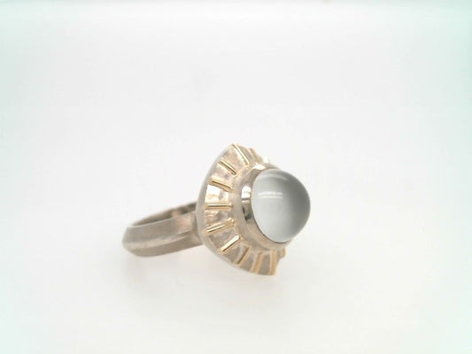 Sterling Silver & 18 Karat Yellow Gold "Crossroads" Moonstone Ring