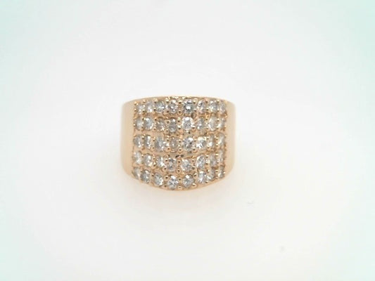 Vintage 14 Karat Yellow Gold 14 Mm Wide Diamond Pave Band Ring