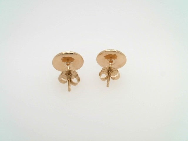 Vintage 14 Karat Yellow Gold 10 Mm "Button" Stud Earrings