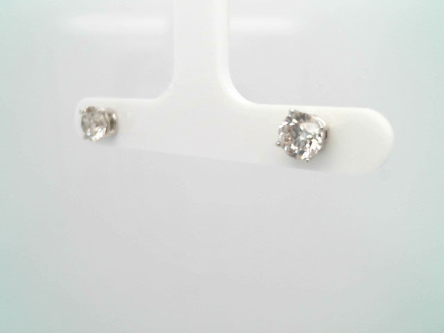 14 Karat White Gold Diamond Stud Earrings 
2 Natural Round Brilliant