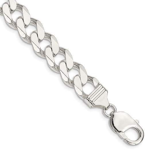 Sterling Silver 11 Mm Curb Chain Bracelet 9"