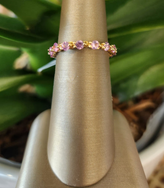 Online Sale * Vintage 14K Yellow Gold Pink Sapphire Flexible Band Size 6.25