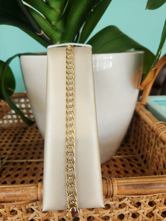 14K Yellow Gold Solid Oval Link 7.5 Inch Bracelet