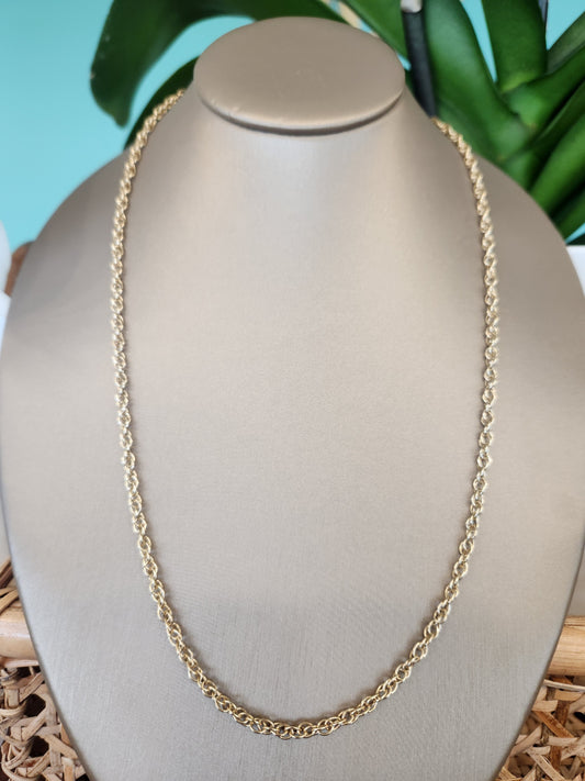 14 Karat Yellow Gold 3.5 Mm Open Rope Link Chain, 24"
Solid