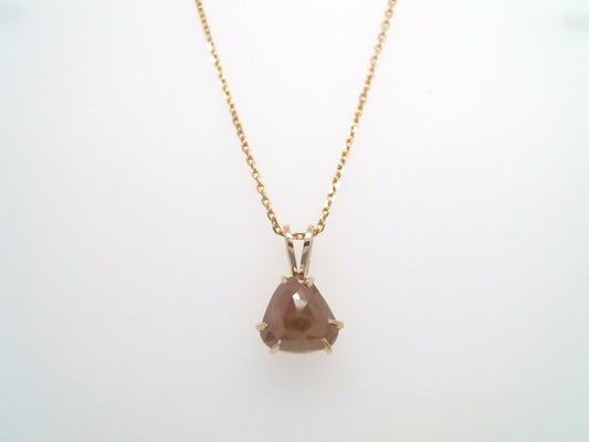14 Karat Yellow Gold Triangular Diamond Slice Solitaire Pendant