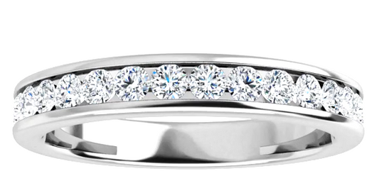 14 Karat White Gold Channel Set Round Brilliant Diamond Band Ring