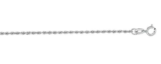 14 Karat White Gold 1.4 Mm Diamond Cut Rope Chain With Spring Ring Clasp 18"
