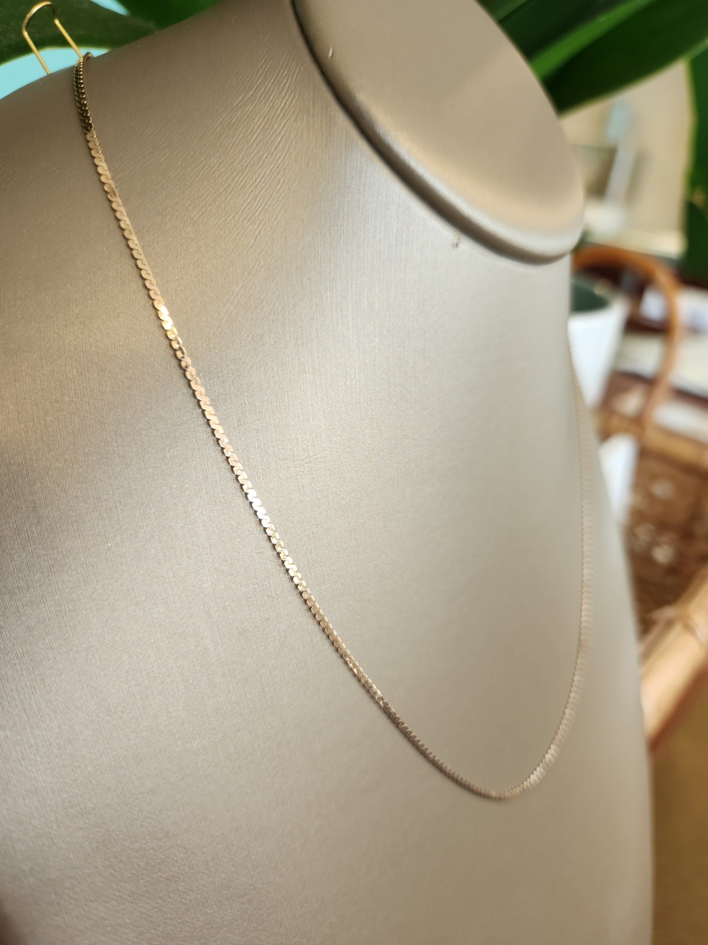 24" 14K Rose Gold 1.5mm S=Shaped Flat Chain Necklace with Spring Ring Clasp