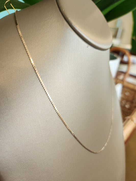 24" 14K Rose Gold 1.5mm S=Shaped Flat Chain Necklace with Spring Ring Clasp