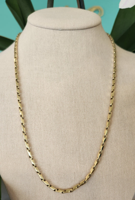 22 Inch Solid 14K Yellow Gold Square Cut Long Link Neck Chain