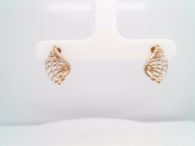 14 Karat White Gold "Angel Wings Collection" Stud Earrings With Round Brilliant Diamonds