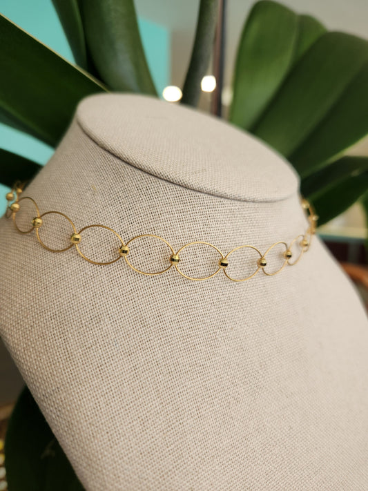14K Wire and Bead Fancy Adjustable Choker Necklace