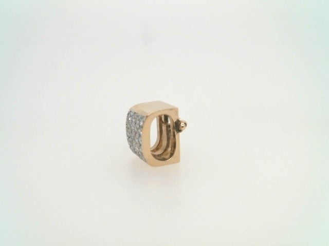 Vintage 14 Karat Yellow Gold Square 4 Row Diamond Pave Omega Slide