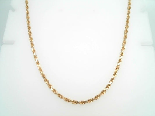 14 Karat Yellow Gold 2.7 Mm Diamond Cut Rope Chain, 30"