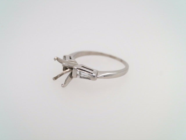 **Online Clearance** Platinum Engagement Ring Mounting With A Tapered Baguette Diamond On Each Side