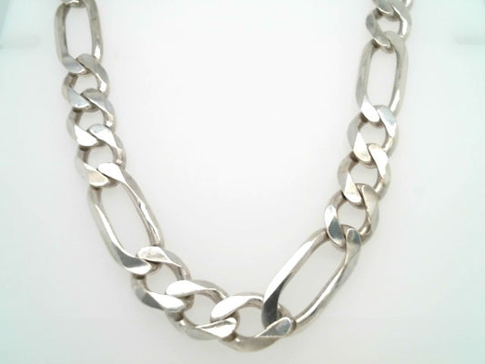 Vintage Sterling Silver 10 Mm Figaro Link Chain 24"