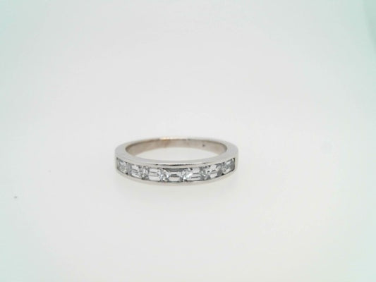 Vintage 14 Karat White Gold Emerald Cut Diamond Channel Set Band Ring