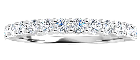14 Karat White Gold Shared Prong Diamond Wedding Band