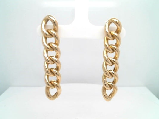 Vintage 18 Karat Yellow Gold Curb Link Chain Dangle Earrings