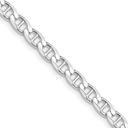 Sterling Silver Rhodium Plated 4.65Mm Flat Cuban Anchor Chain 18"