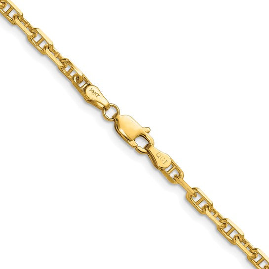 14 Karat Yellow Gold 20 Inch (3.5mm) Diamond Cut Mariner Chain with Lo