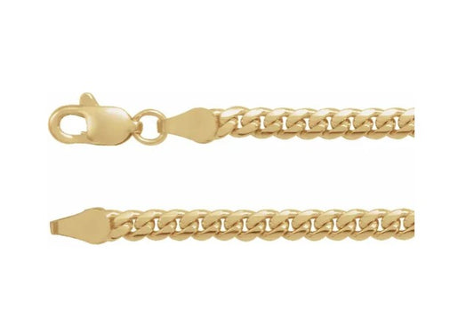 14 karat yellow gold 3.3mm cuban link curb chain, 20"