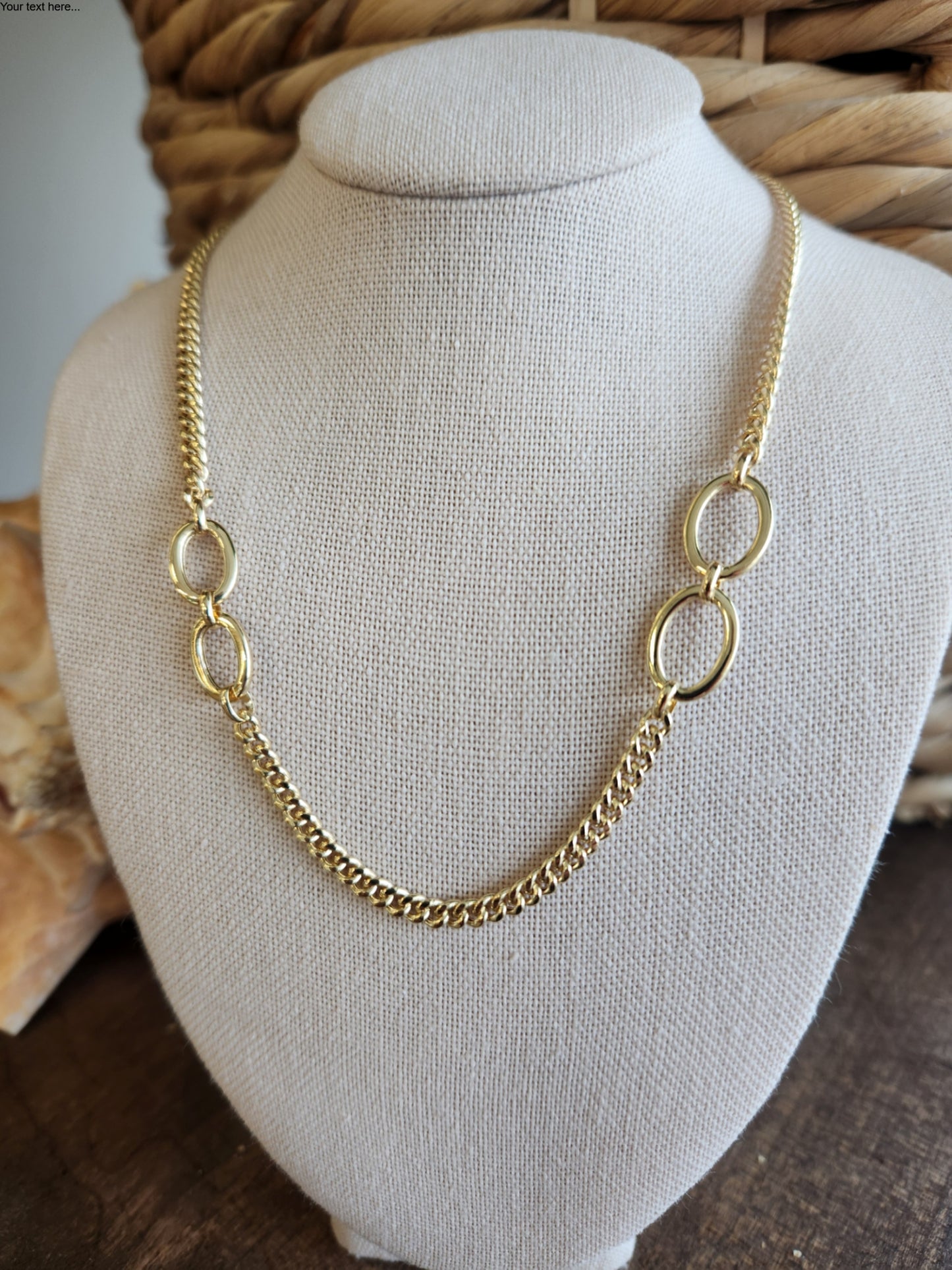 14K YG Polished Fancy Links Curb Necklace 18"