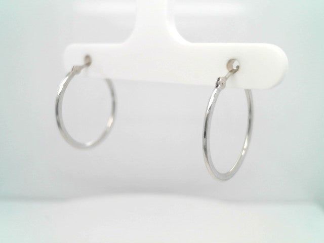 14 Karat White Gold 1 X 20 Mm Hoop Earrings