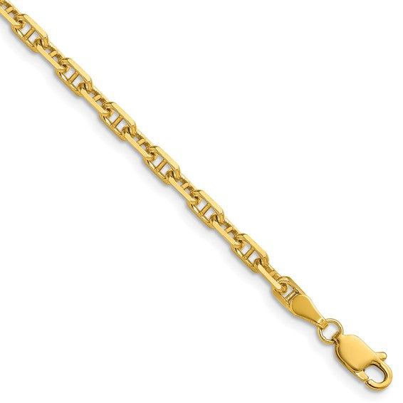 14 Karat Yellow Gold 20 Inch (3.5mm) Diamond Cut Mariner Chain with Lo