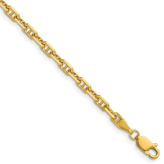 14 Karat Yellow Gold 20 Inch (3.5mm) Diamond Cut Mariner Chain with Lo