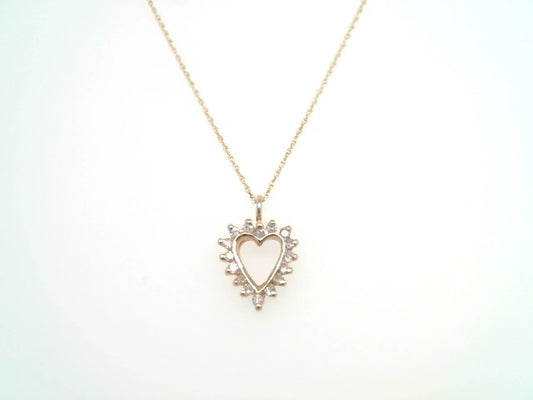Vintage 14 Karat Yellow Gold Diamond Heart Pendant