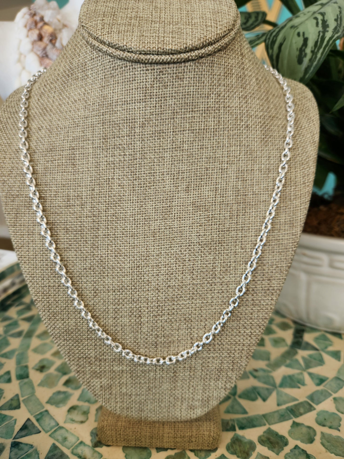 Sterling Silver 4.5mm Polished Cable chain - 28 " Length