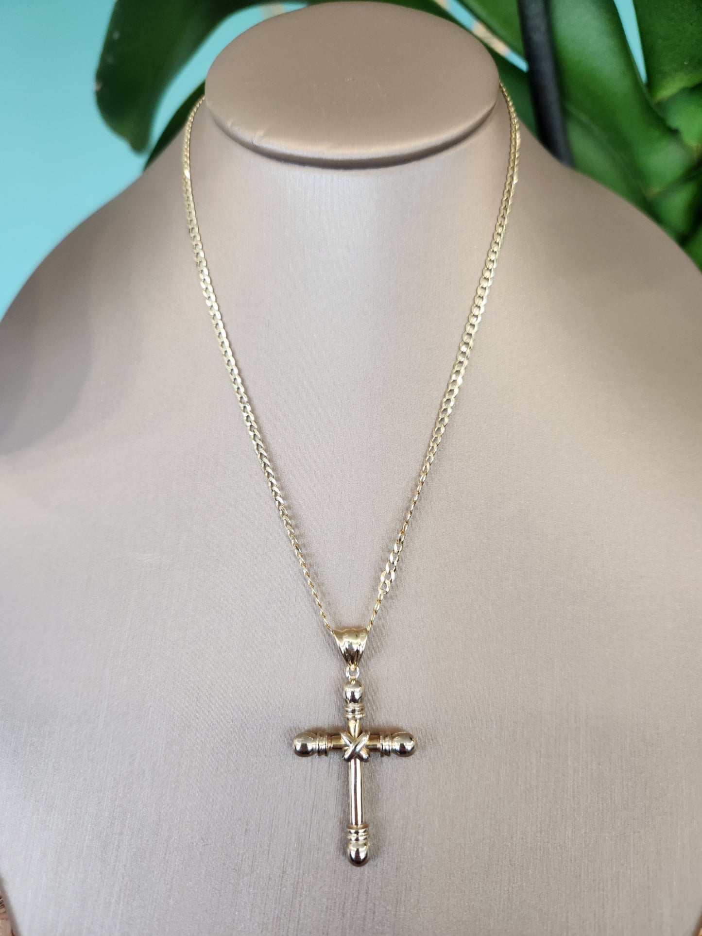 Vintage 14 Karat Yellow & White Gold Cross Pendant