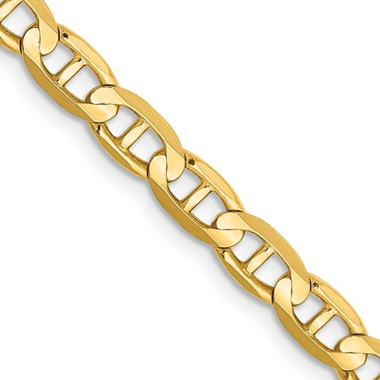 14 Karat Yellow Gold Solid Anchor Chain 4.5 Mm With Lobster Clasp 22"