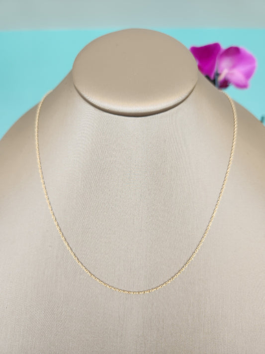 14 Karat Yellow Gold 1 Mm Rope Chain, 18.5"