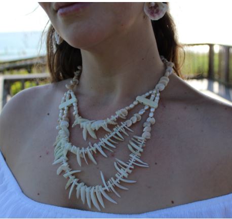 Sterling Silver Shell, Bone, White Coral, & Freshwater Pearl 3-Strand Necklace 18.5"-24"