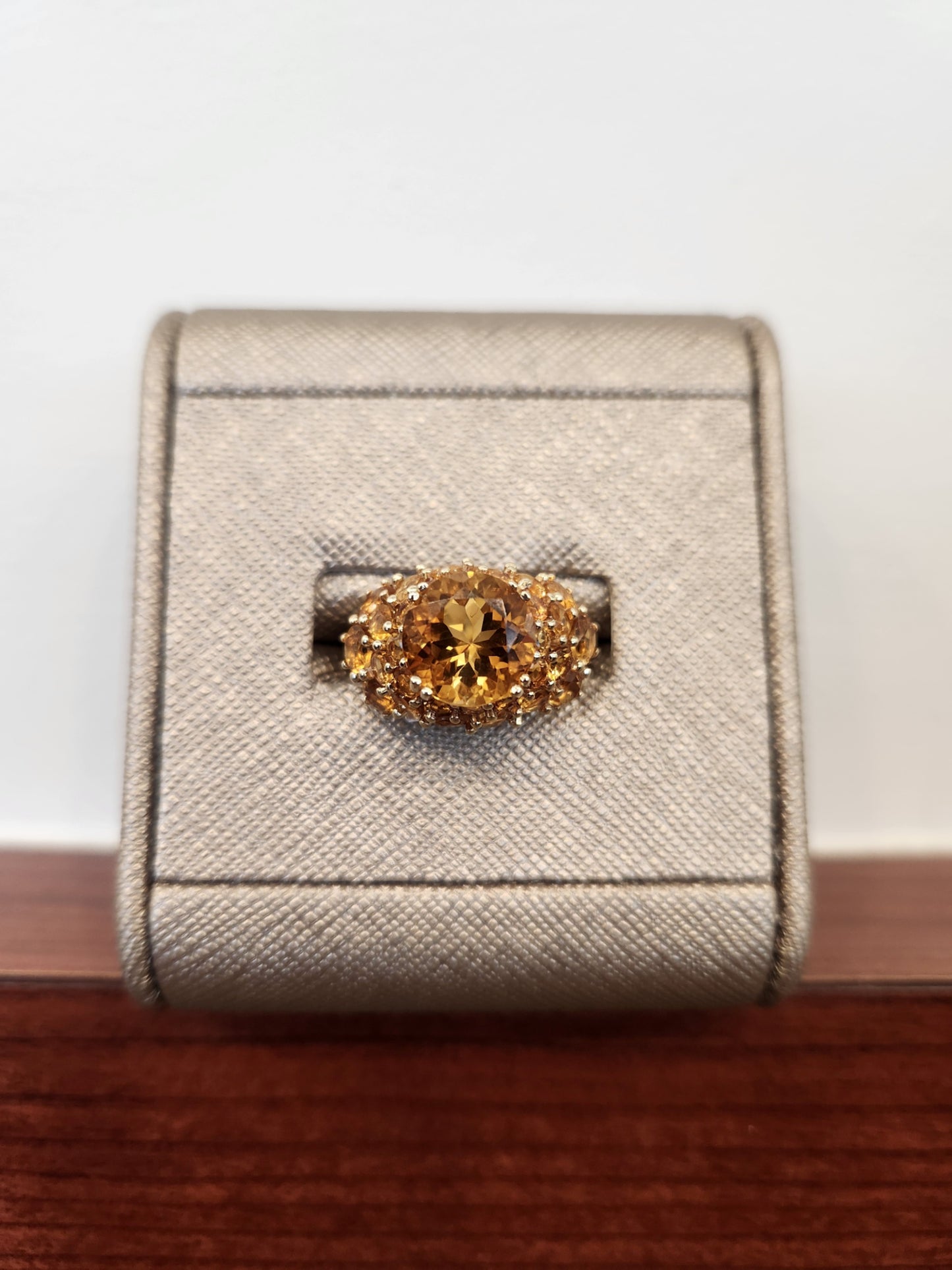 Vintage 10 Karat Yellow Gold Citrine Cluster Ring