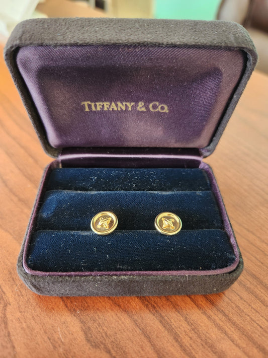 Vintage 14 Karat Yellow Gold 10 Mm "Button" Stud Earrings