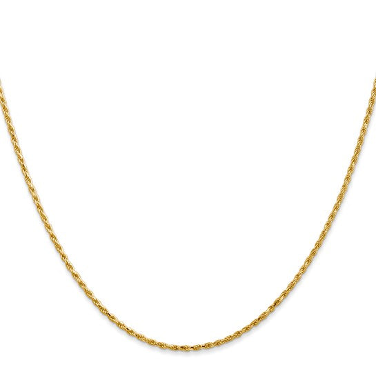 14 Karat Yellow Gold 1.3 Mm Diamond Cut Rope Chain 18 Inch
