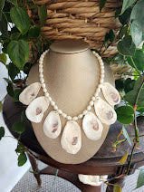 Sterling Silver Indian River Oyster Shell And Freshwater Pearl Necklace 19"