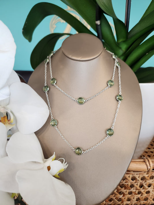 36 Inch Sterling Silver Necklace with 42.5 CTW Double Checkerboard, Be