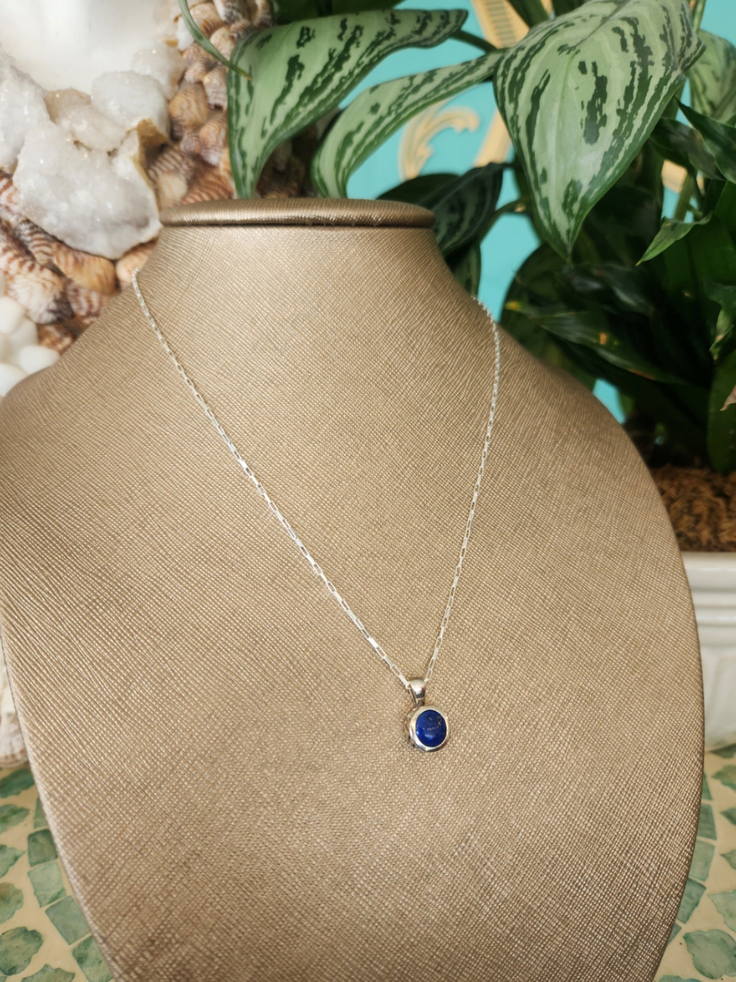 Sterling Silver Bezel Set Cabochon Lapis Lazuli Solitaire Pendant