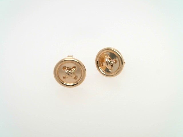 Vintage 14 Karat Yellow Gold 10 Mm "Button" Stud Earrings