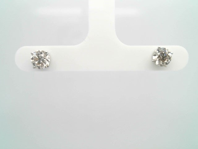 14 Karat White Gold Diamond Stud Earrings 
2 Natural Round Brilliant