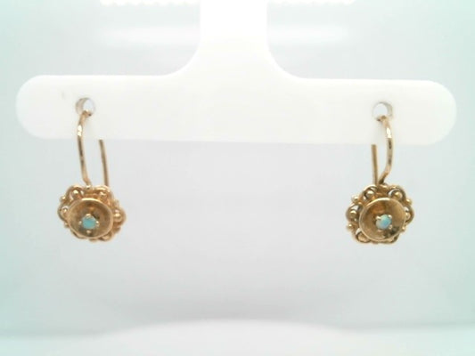 Vintage 14 Karat Yellow Gold Opal Dangle Earrings With French Ear Wire