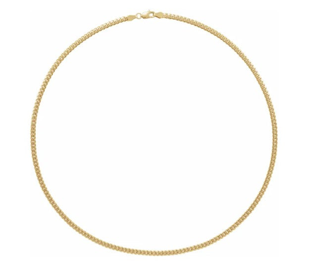 14 karat yellow gold 3.3mm cuban link curb chain, 20"