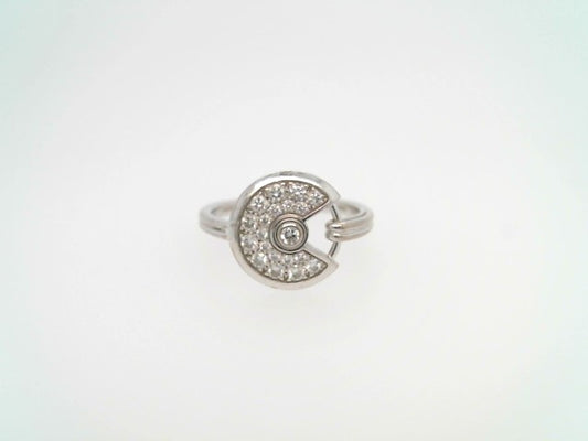 Vintage 18 Karat White Gold Diamond Disc Ring - Cartier